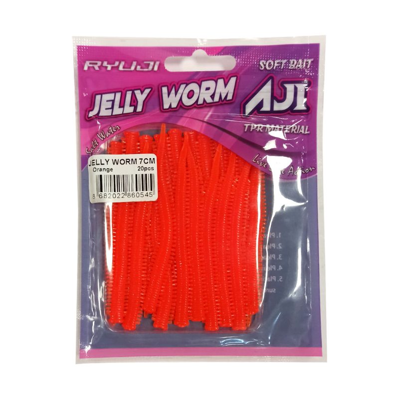 RYUJI JELLY WORM TPR 7.5CM, 20AD. - 2