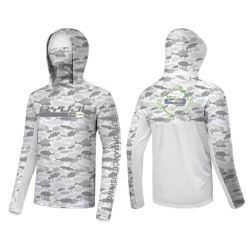 RYUJI UV PERFORMANCE HOODIE SHIRT+NECK, FISH WAVE - 1