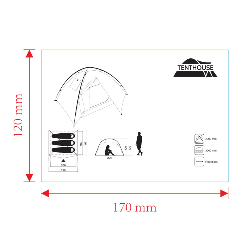 Tenthouse (Auto3) 3 Kişilik Otomatik Çadır (50+195)*235*125 cm - 5