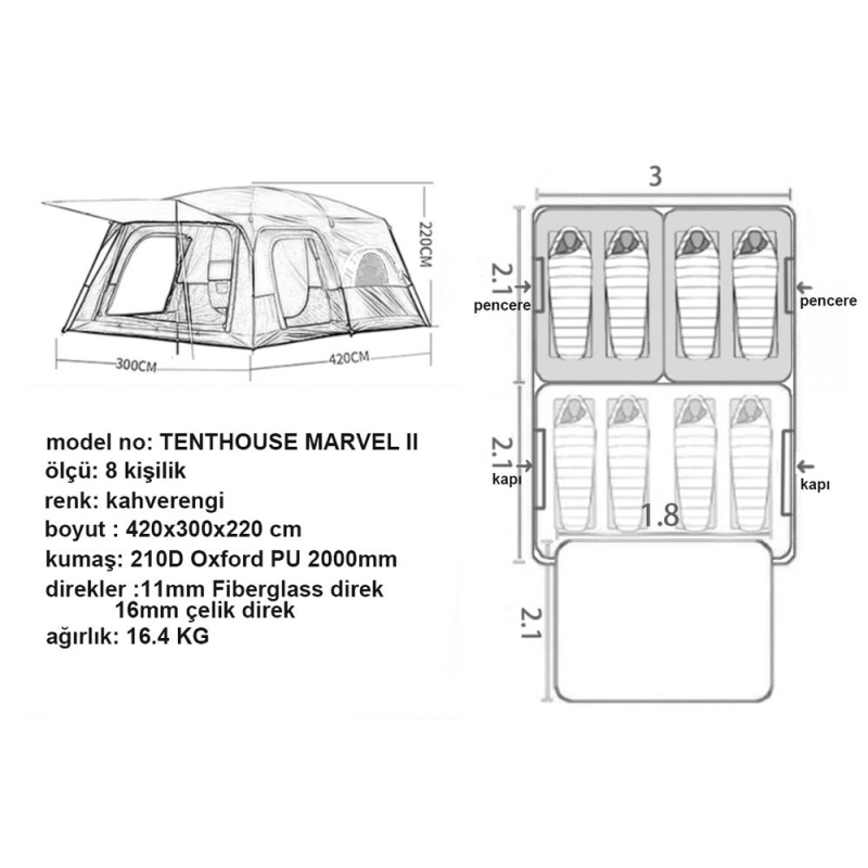 Tenthouse Marvel II 8 Kişilik Çadır - 6